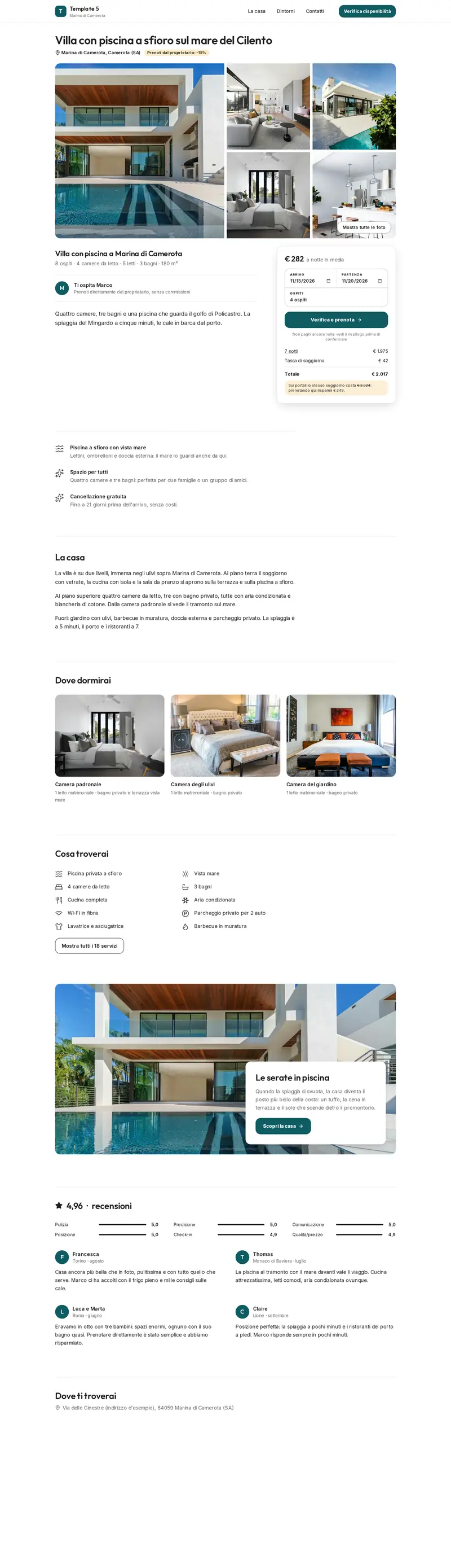 Home del modello di sito Villa per case vacanze, ville e appartamenti
