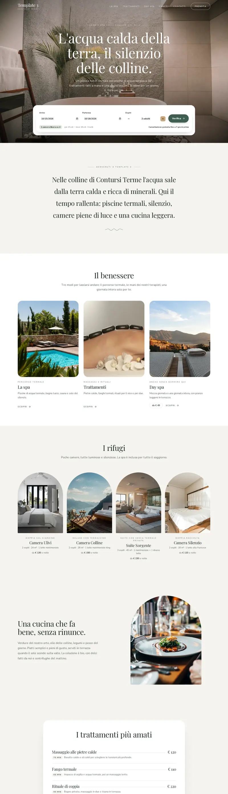 Home del modello di sito Terme per spa, terme e hotel benessere