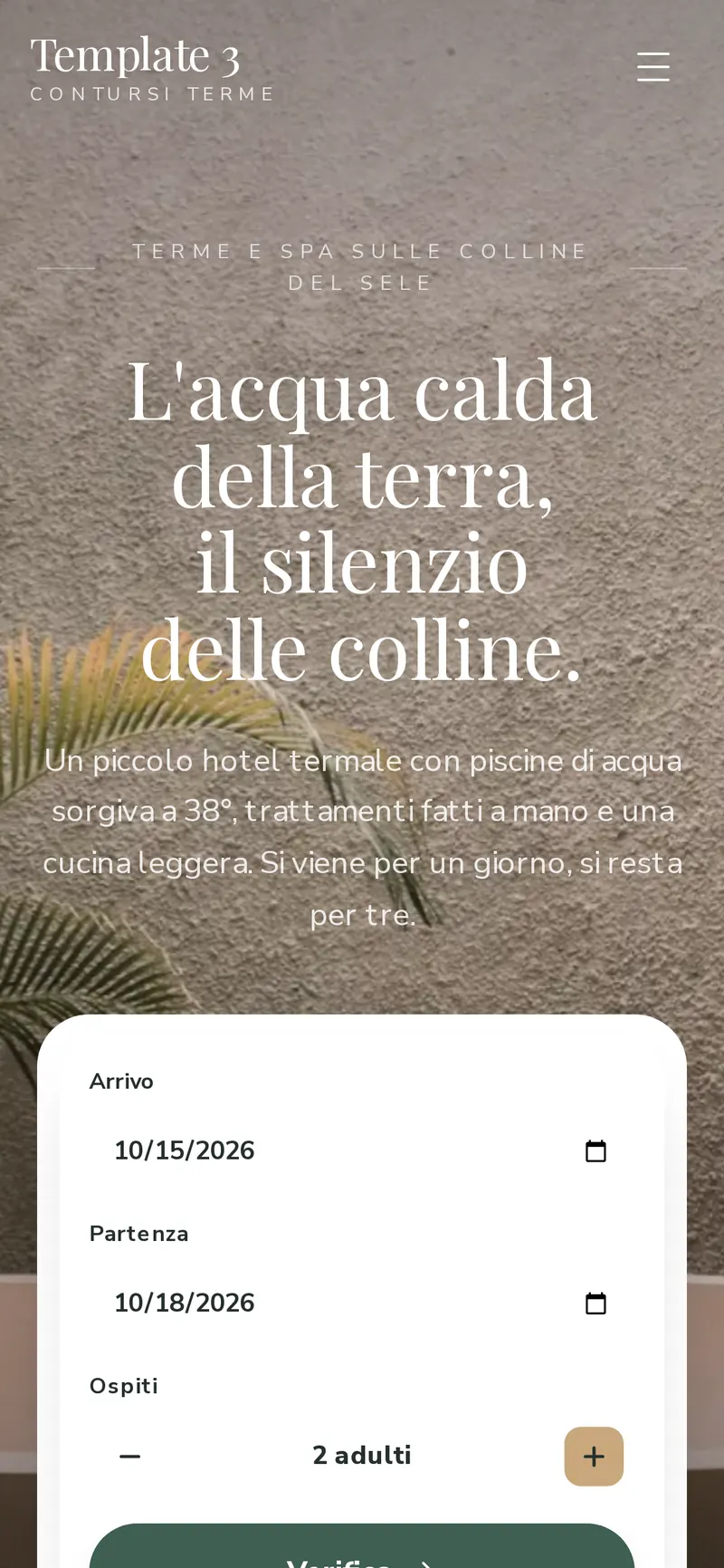 Il modello Terme visto dal telefono